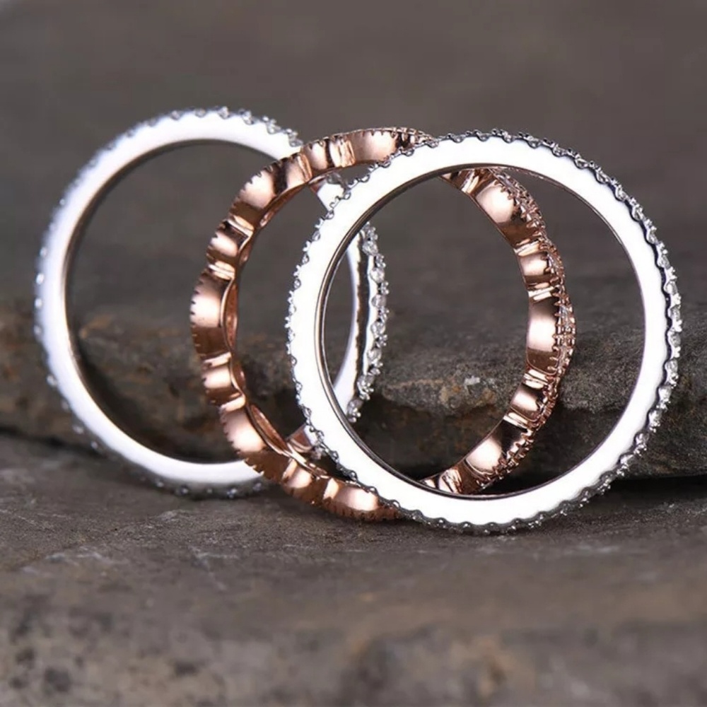 🔥LAST 1🔥SET OF 3 DAINTY SIMULATED DIAMOND RINGS - Picture 3 of 8